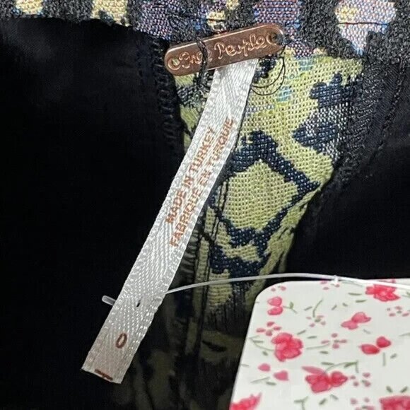 NEW Free People Pants Womens 0 black pink tan flare crop boho geo - Picture 4 of 10